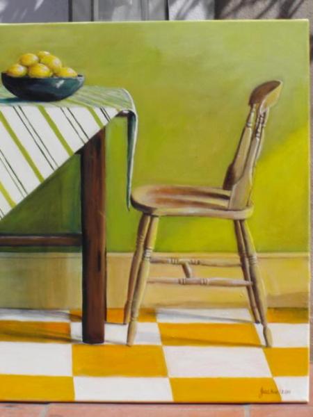 Table & Chair with bowl of lemons
