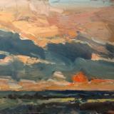 Sunset No 7 from Blunsdon hill 10"x 8" oil on board