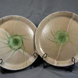 Stoneware Plates with Green Splat Design