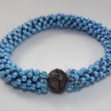 B-73 powder blue AB crocheted rope bracelet