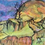 Rising moon over a broken land. 