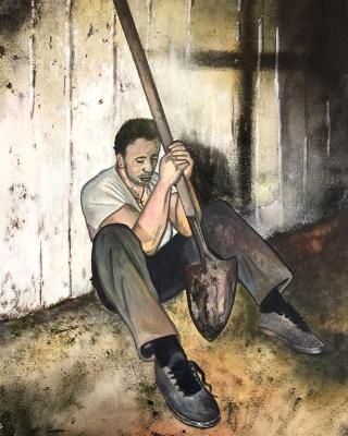 Slave worker, watercolour,20cm x 30cm.