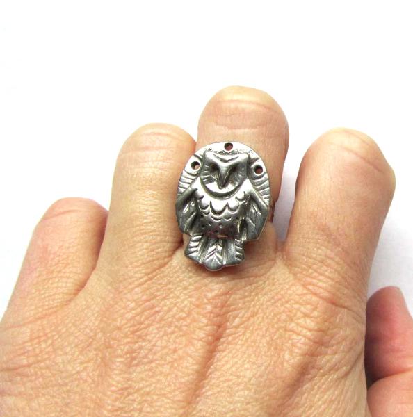 Owl Ring barn owl totem jewelry original artisan owl ring 