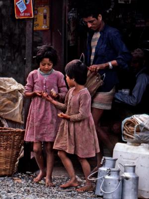 Nepalese sisters counting