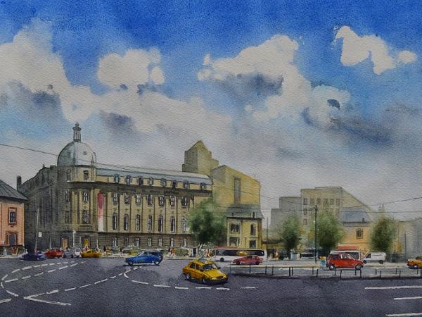 PIATA ROMANA - Bucharest, 35cm x 50cm, 2019