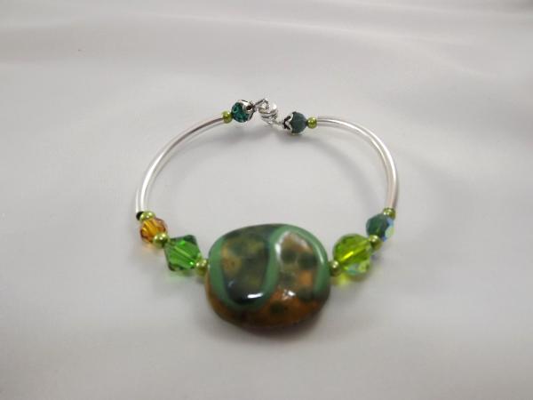 B-105 green Kazuri bead bracelet