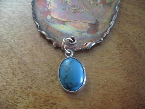 13-054 Copper with sterling, turquoise stone and leather Necklace