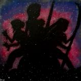 Huntrix Angels, acrylic on board,  12x12. 2025.