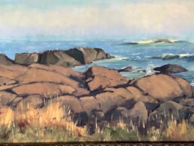 Misty Sunset, Lobster Cove 15x 30" oil Misty Sunset, Lobster Cove 15x 30" oil