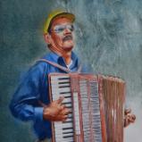Portrait of a street accordionist, 38cm x 56cm, 2019