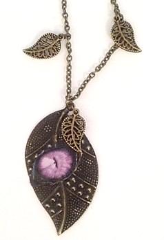 18" Leaf and Cat's eye necklace $35