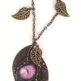 18" Leaf and Cat's eye necklace $35