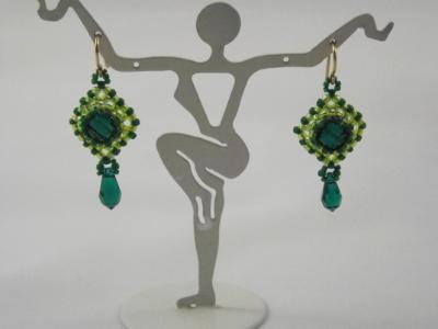 E-9 Green Swarovski Square Crystal Earrings E-9 Green Swarovski Square Crystal Earrings