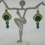 E-9 Green Swarovski Square Crystal Earrings