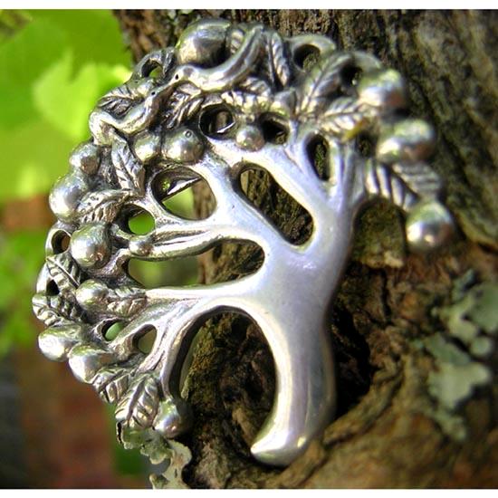 Tree of Life Tree brooch silver plated pewter Tree pin original Tree design Handcrafted Art jewelry
