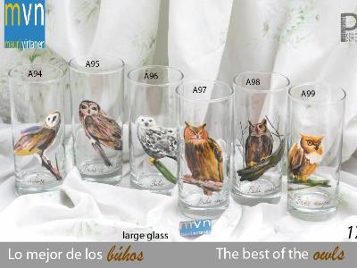 Set of handpainted glasses: THE BEST OF THE OWLS