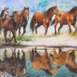 Horses of the Danube river, 35cm x 50cm, 2014