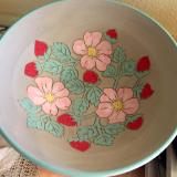 Pink Flowers and Strawberries Bowl