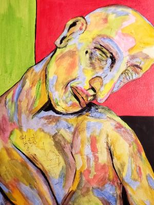 Contorted by the memories of his lost friends. Contorted by the memories of his lost friends.