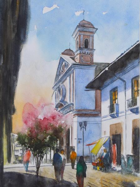 Santa Catalina church, 35cm x 50cm, 2017