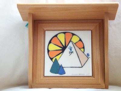 4in. tile in wood shelf 4in. tile in wood shelf