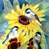 Sunflowers and Chickadees