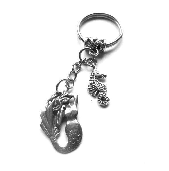 Mermaid keychain reversable mermaid pewter keyfob original design