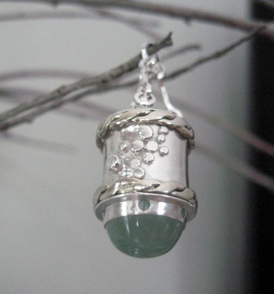 12-063 Tall Aqua Cab in Downward Sterling Tube Pendant