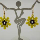 E-120 Yellow & Black Flower Earrings