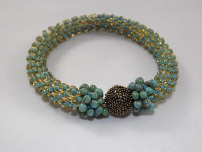 B-72 turquoise crocheted rope bracelet