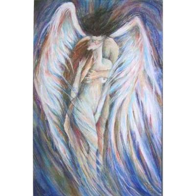 Angel's Kiss romantic original painting of two embracing lovers