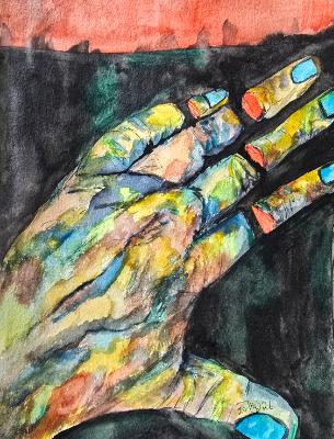 An offering of reception © 2026, By Duane Kirby Jensen 7 x 10 watercolor on watercolor paper An offering of reception © 2026, By Duane Kirby Jensen 7 x 10 watercolor on watercolor paper