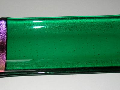 Green and turquoise tray with pink dichroic strip Green and turquoise tray with pink dichroic strip