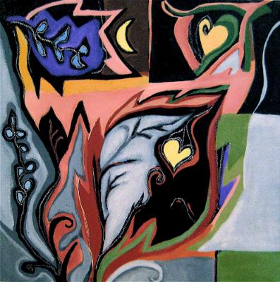 Transitioning Leaves, Yellow Hearts and Crescent Moon Transitioning Leaves, Yellow Hearts and Crescent Moon
