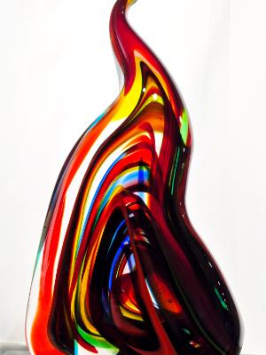 #05202601 solid sculpture rainbow flame 8.5''HX4.25''WX2.25''D $175.00 #05202601 solid sculpture rainbow flame 8.5''HX4.25''WX2.25''D $175.00