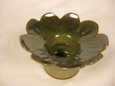 120530.L Petaled Flower Vase with Green Glaze 120530.L Petaled Flower Vase with Green Glaze