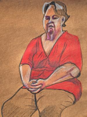 Patti, Seated (Red Shirt)