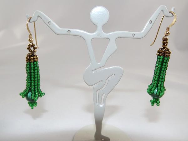 E-141 Green Flower Earrings