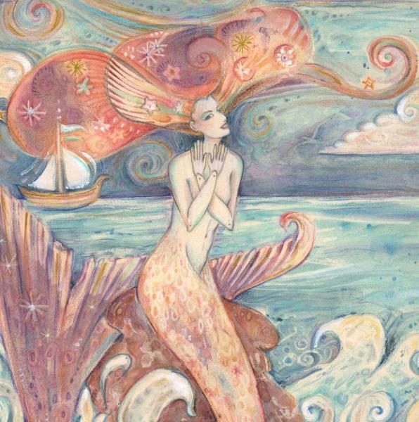 Ulysses Muse original mermaid whimsical fantasy painting Mermaid Art