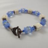 B-21 blue & ivory cube bracelet